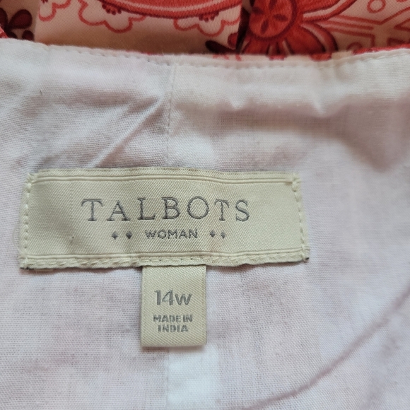 Talbots Plus Sz 14W Red Paisley Pleated Preppy Corpcore Summer A Line Skirt - Picture 10 of 12